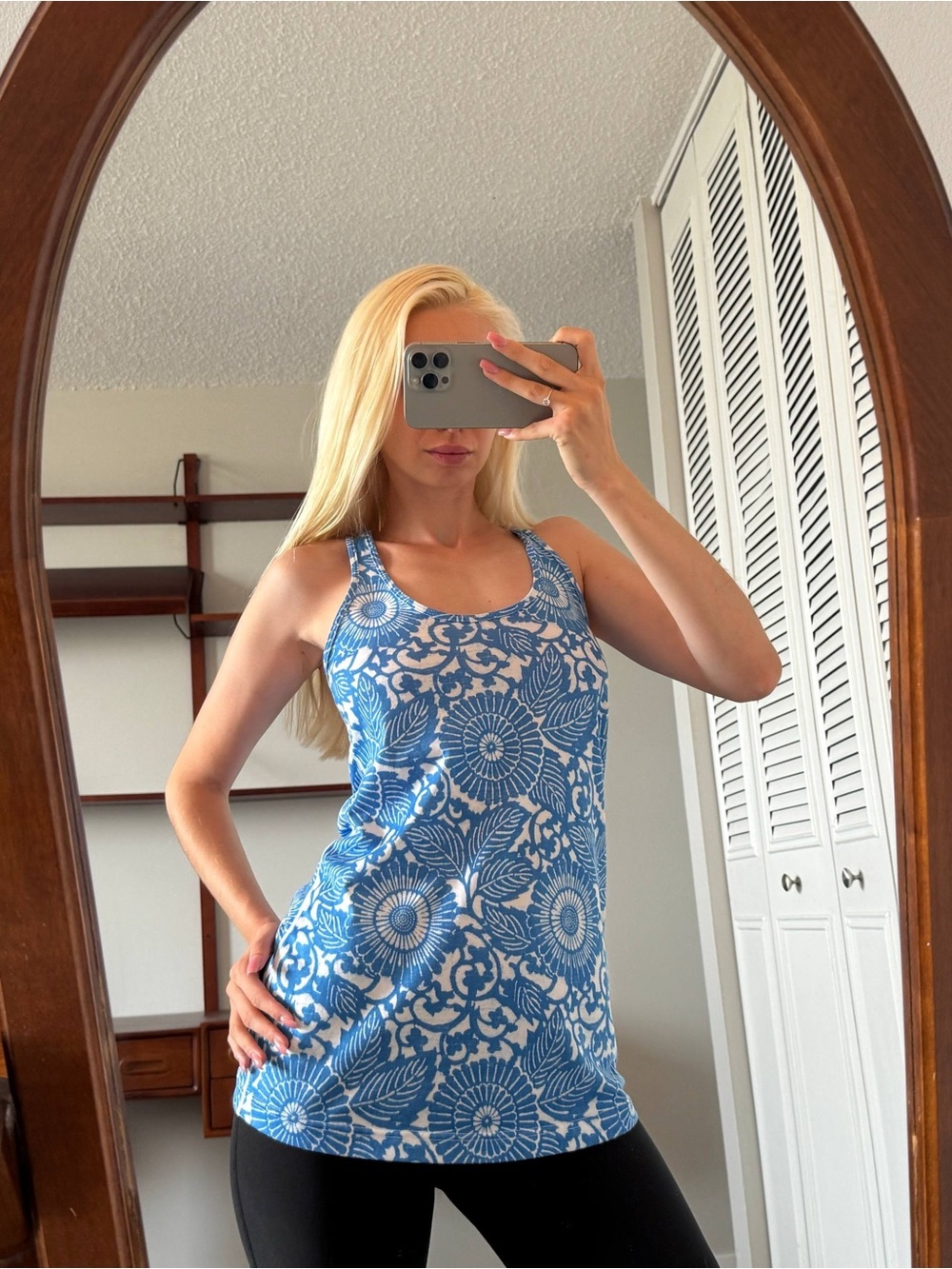 lululemon athletica Blue Floral Racerback Tank Coverup